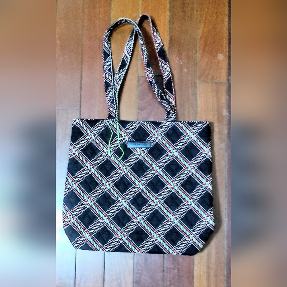 Vera Bradley Elegant Black and Red Patterned Tote Bag